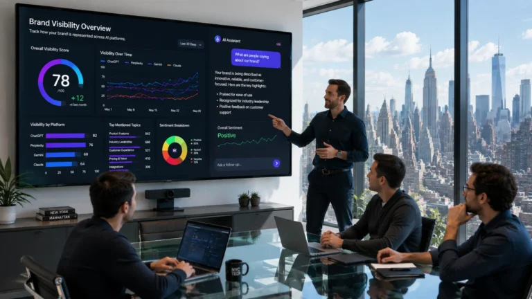 bluefish ai company dashboard showing brand visibility