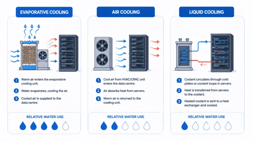 comparison of cooling methods showing why ai use water comparison of cooling methods showing why ai data centres use water