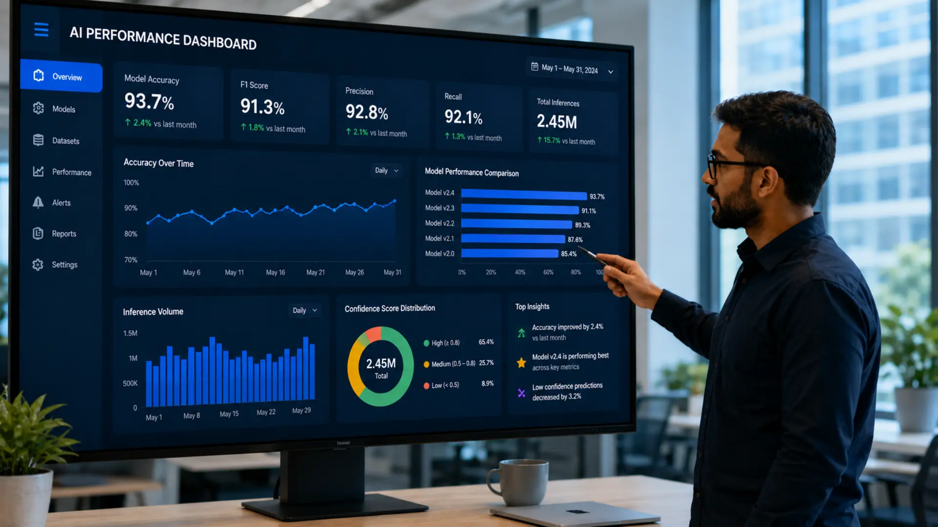 dashboard showing how to measure ai performance with charts and kpis dashboard showing how to measure ai performance?