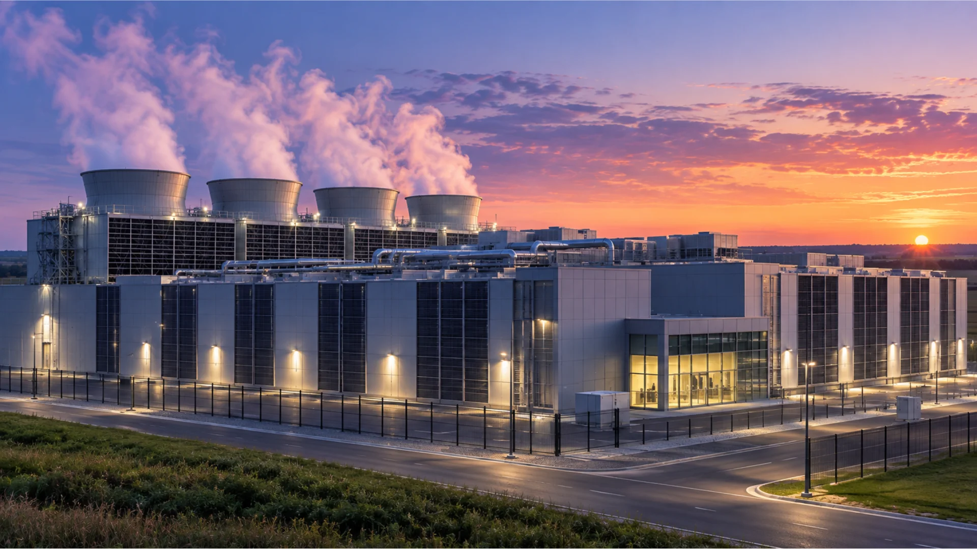 data centre cooling towers showing why ai uses water for cooling