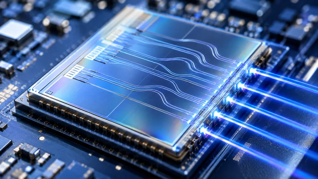 ayar labs teraphy silicon photonics chip using light for data transfer ayar labs teraphy silicon photonics chip using light for data transfer