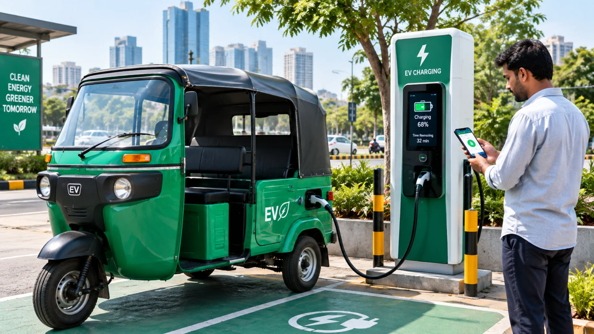 exponent energy rapid charging station for electric three-wheelers
